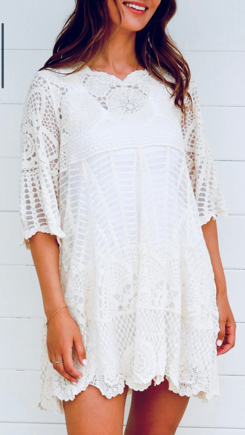 Belle White Lace Dress / Oversized Blouse