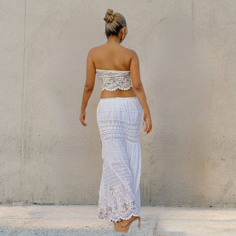 Exquisite White Lace Wrap Top