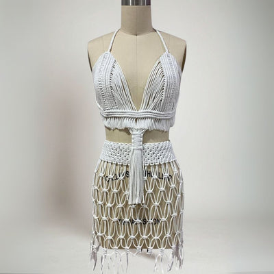 Macrame Mini Skirt and Top Set