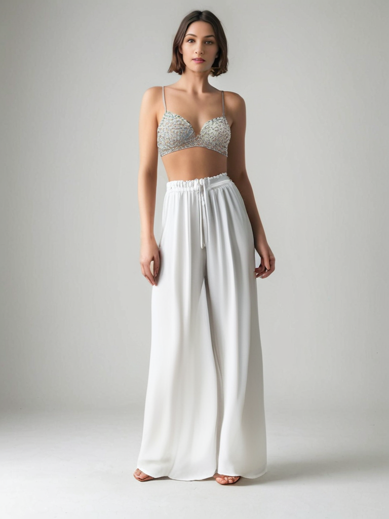 white wide leg pants