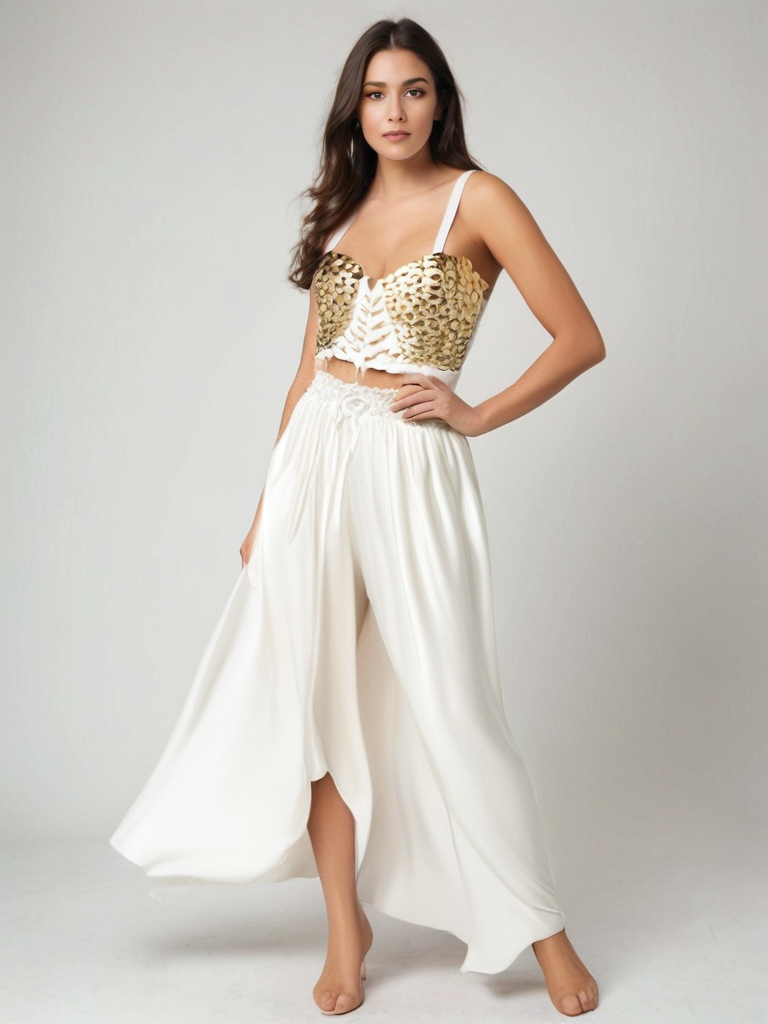 white wide leg pants
