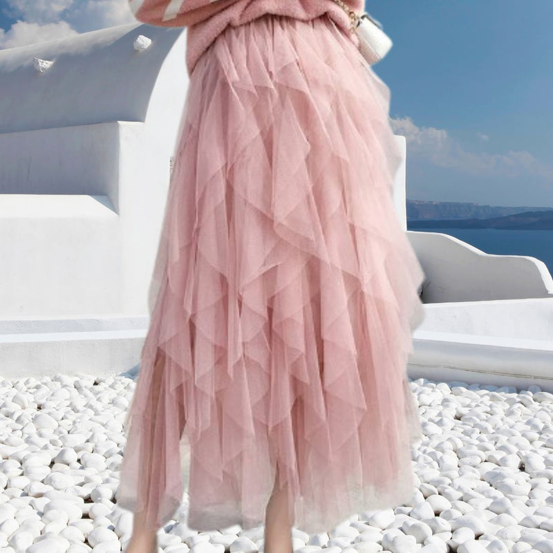 Ruffles Tulle Skirt Pastel Pink