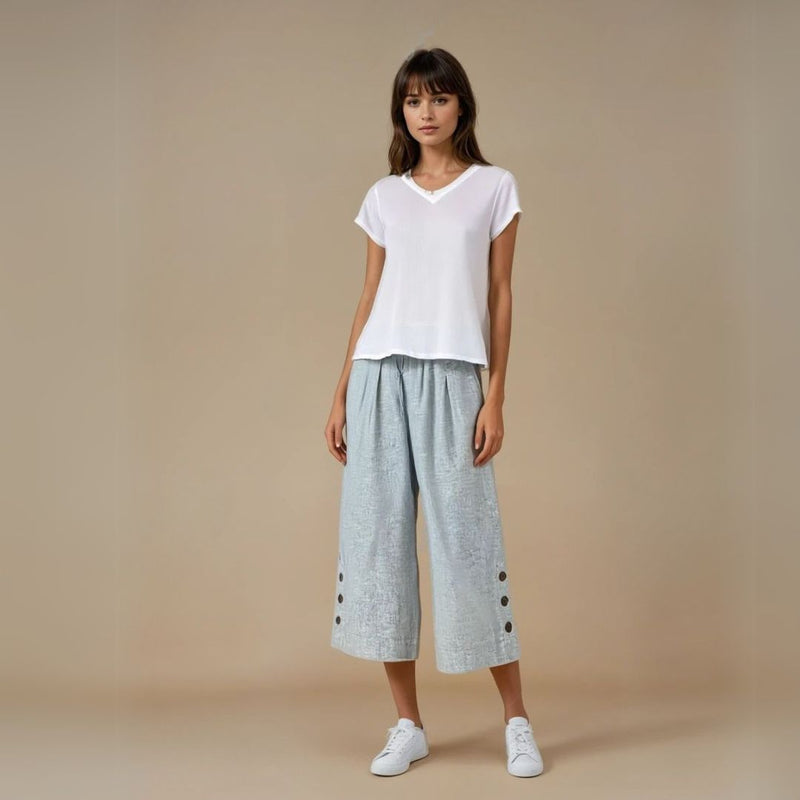 Duck Egg Blue Italian Linen Pants