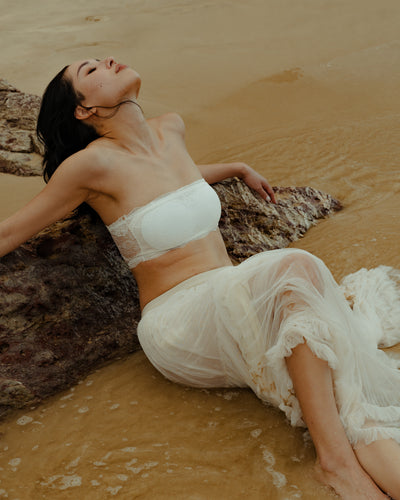 lace bra on beach