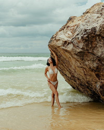 knit crochet bikini in water