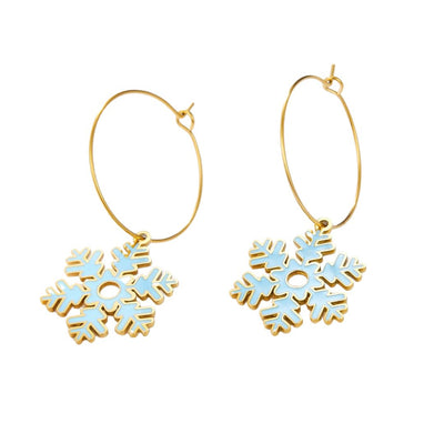 Gold hoop earrings  Elsa snowflake