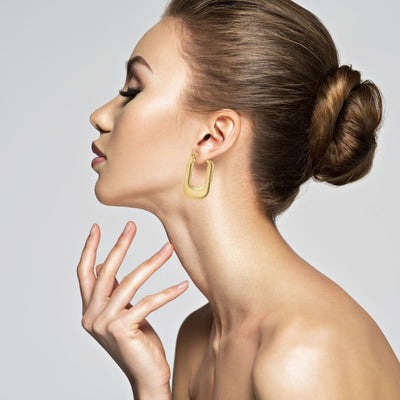 Gold Oblong hoop earrings