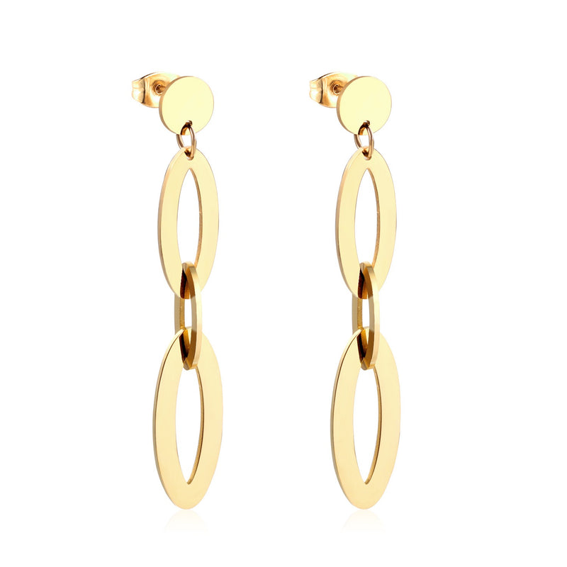 Gold Oval dangly earrings