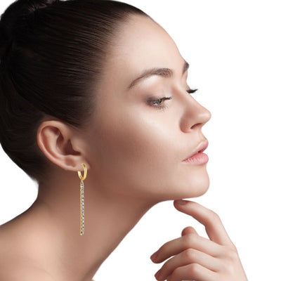 Gold crystal hoop earrings