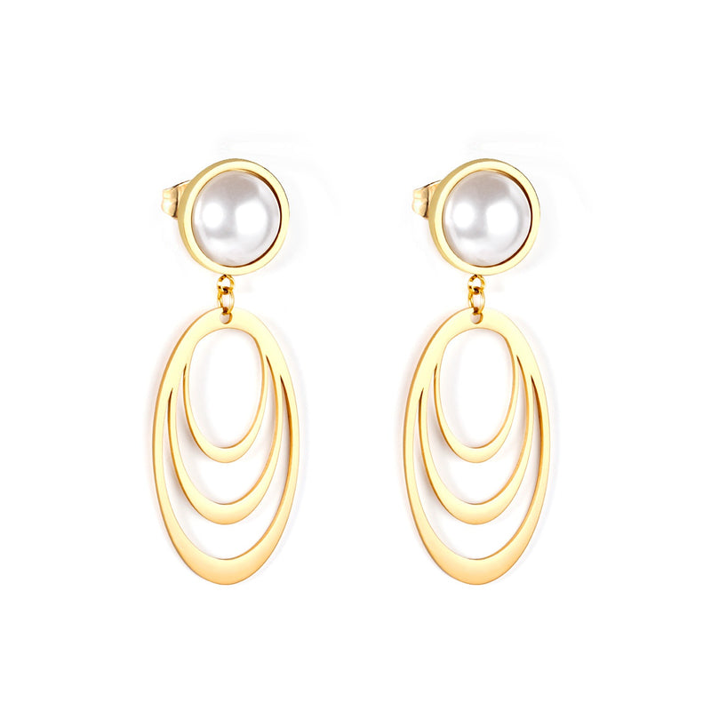 Gold Pearl dangly earrings