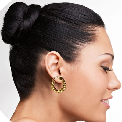 Gold thick hoop earrings