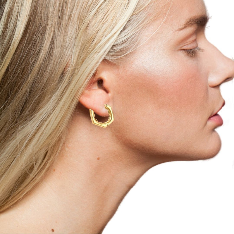 Sleeper Squiggle Gold hoop earrings  