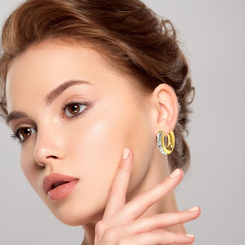 Gold hoop sleeper earrings