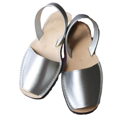 Leather Avarca Sandals METALLIC SILVER - PONS