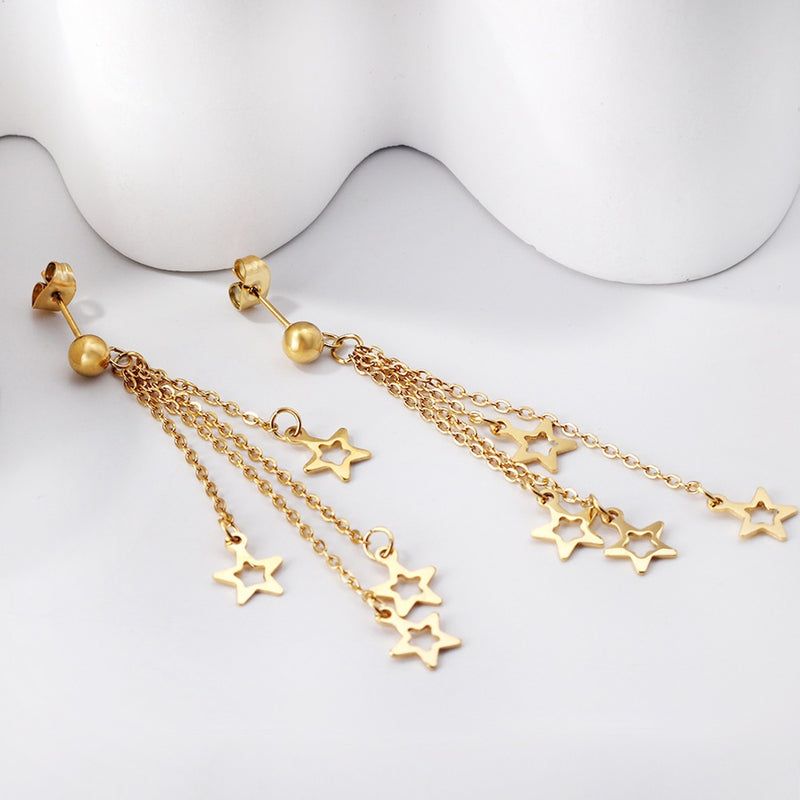 Dangly star 18k gold pvd earrings 