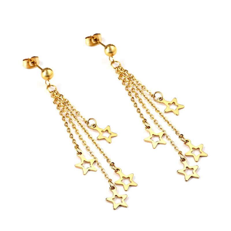 Dangly star 18k gold pvd earrings 