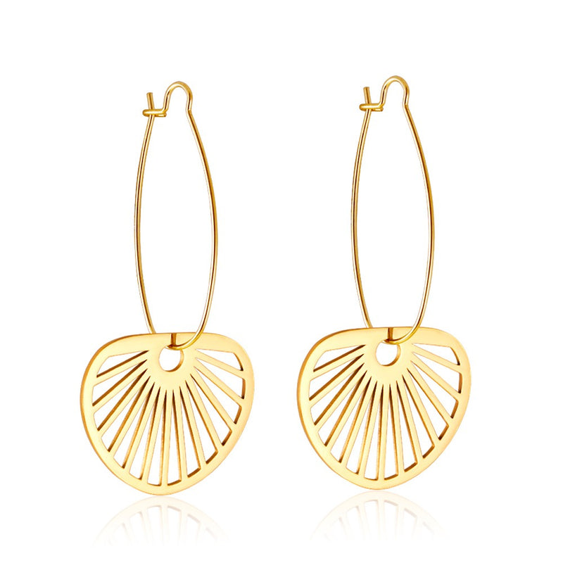 Gold fan earrings