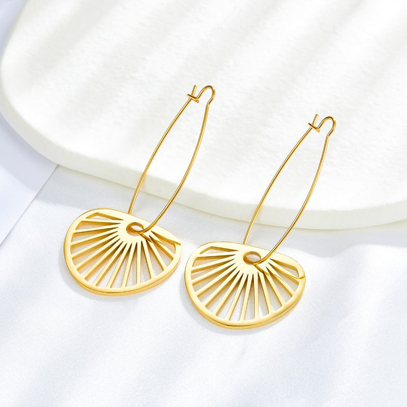 Gold fan earrings