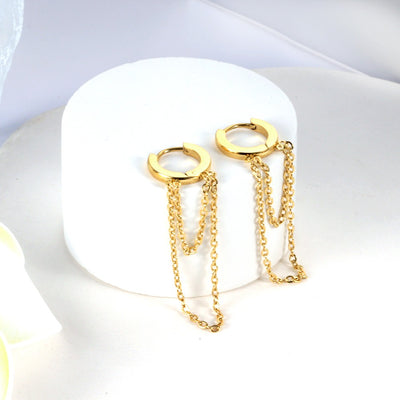 Gold hoop chain earrings