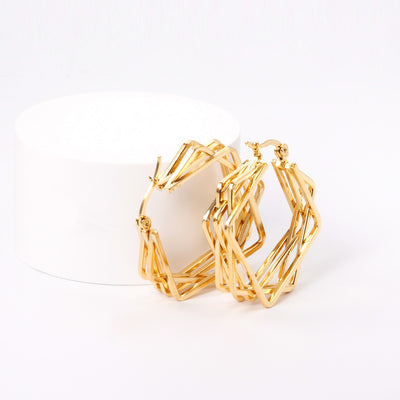 quadrupled Gold hoop earrings