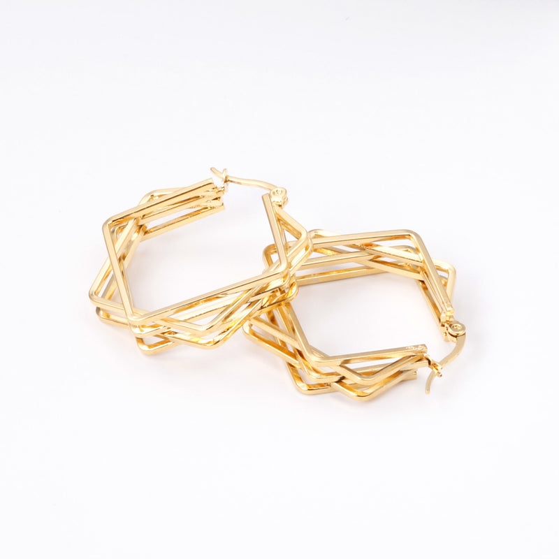 square Gold hoop earrings