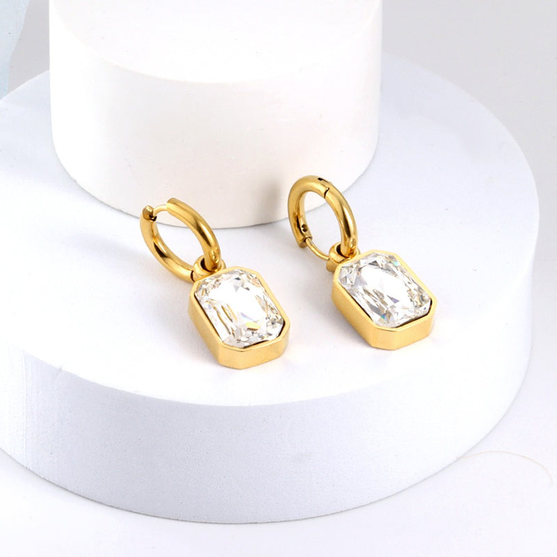 Gold gem earrings