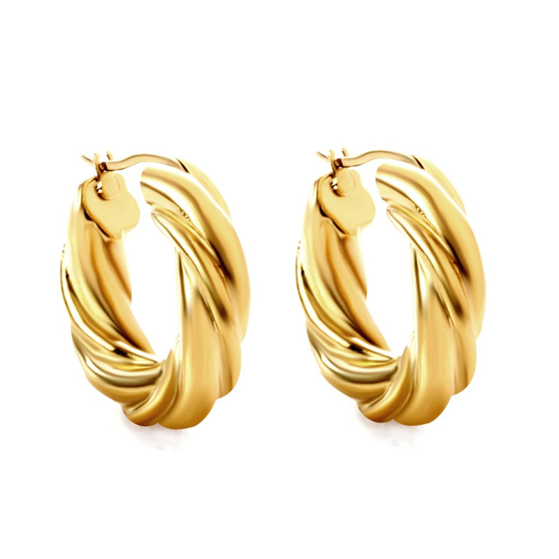 Gold hoop twist earrings