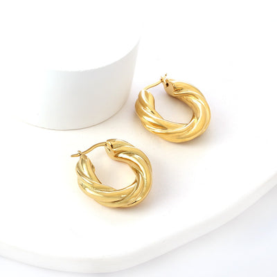 Gold hoop twist earrings