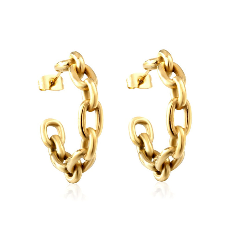 chain link Tuscany 18k gold pvd Gold Hoop Earrings