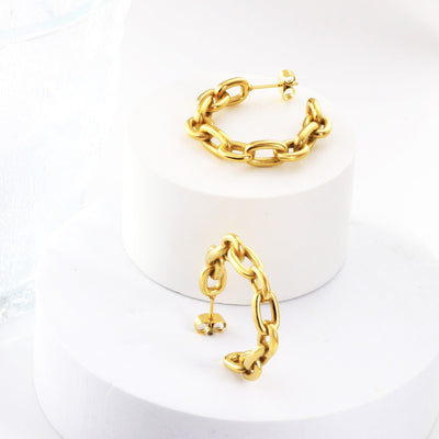 link chain 18k gold pvd Gold Hoop Earrings