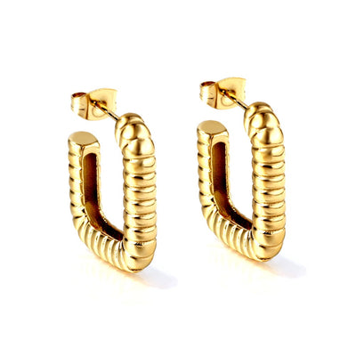 Gold square ring hoop earrings