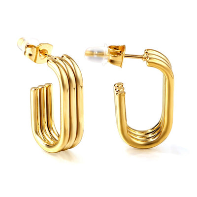 Trio 18k gold pvd Gold Hoop Earrings