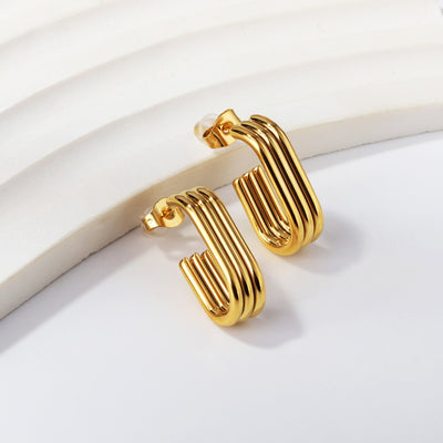 Trio 18k gold pvd Gold Hoop Earrings