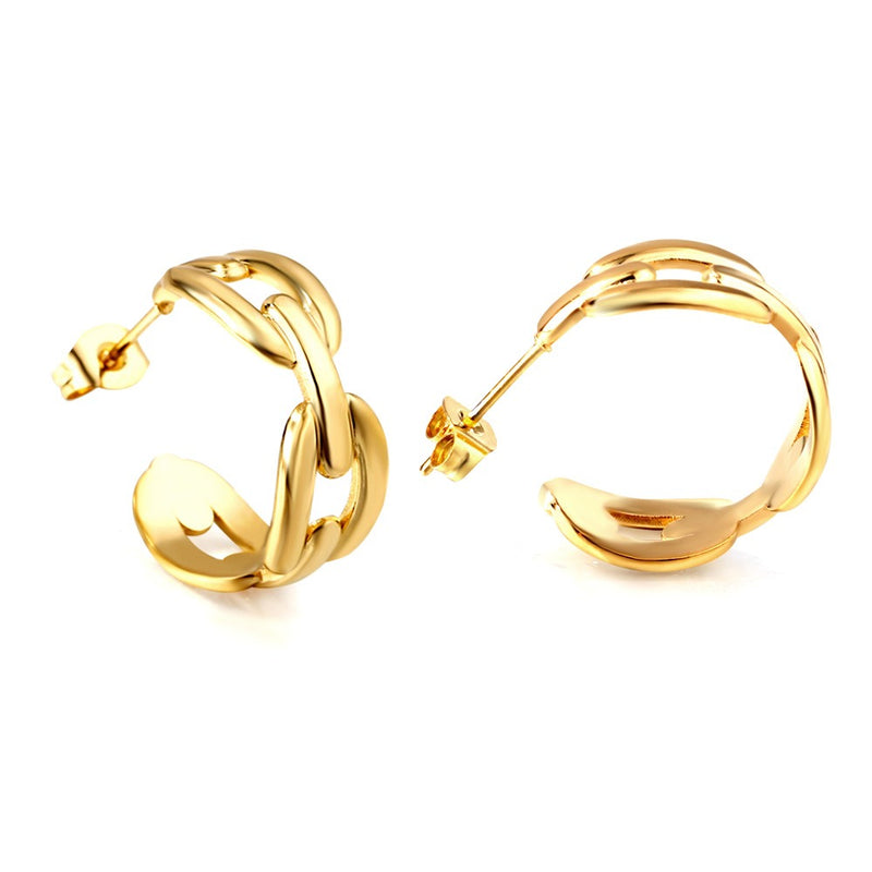 18k gold pvd link Gold Hoop Earrings