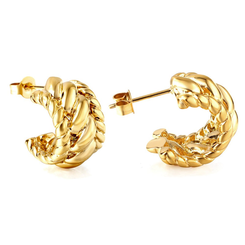 18K Gold PVD Braid Twist Earrings