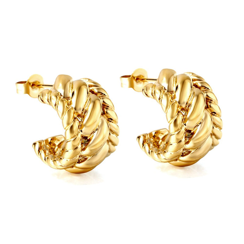 18K Gold PVD Braid Twist Earrings