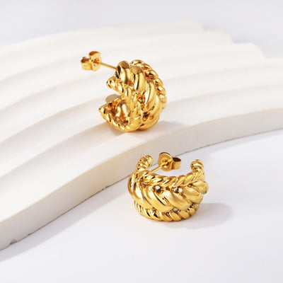 18K Gold PVD Braid Twist Earrings