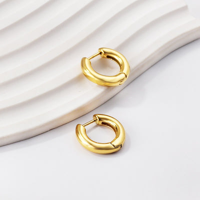 Round gold sleeper hoops