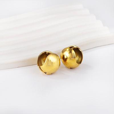 18K Gold PVD Button Earrings