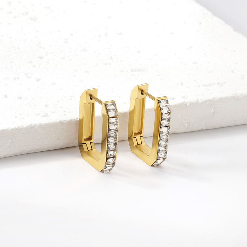 rectangle Gold hoop earrings  