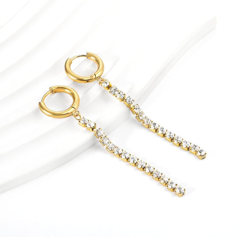 Gold crystal hoop earrings