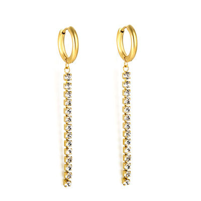 Gold crystal hoop earrings