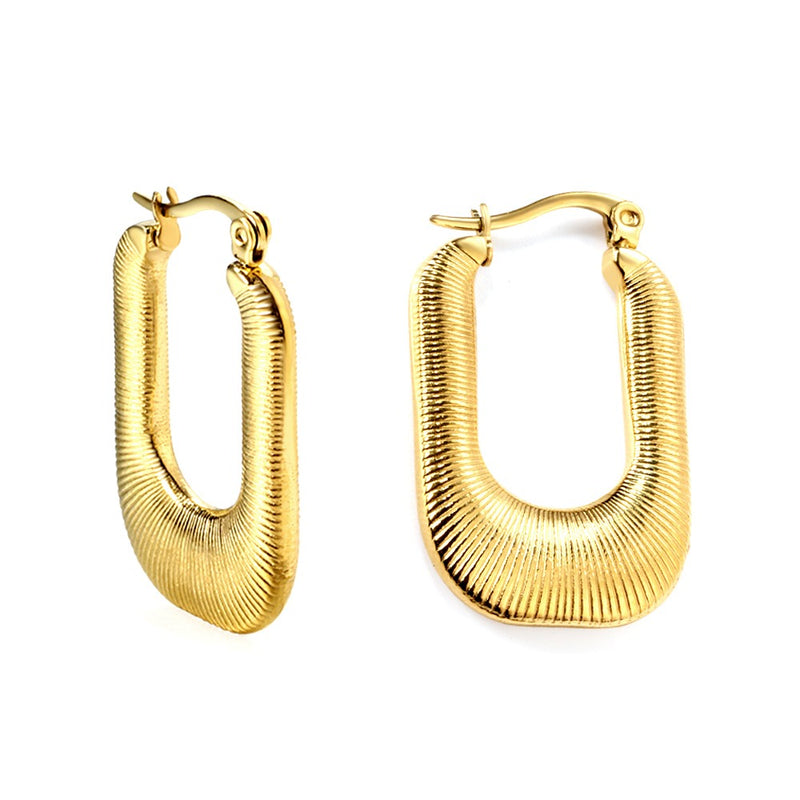 Gold Oblong hoop earrings