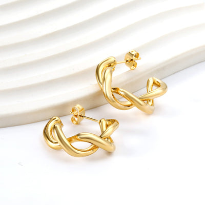 18k gold pvd twist Hoop Earrings