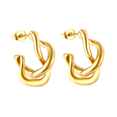 18k gold pvd twist Hoop Earrings