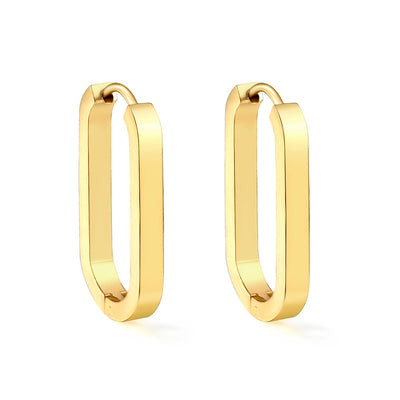 Gold Oblong hoop earrings