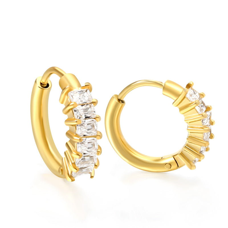 Gold diamanté ring hoop earrings