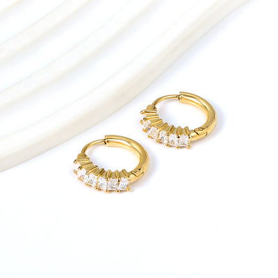 Gold diamanté ring hoop earrings