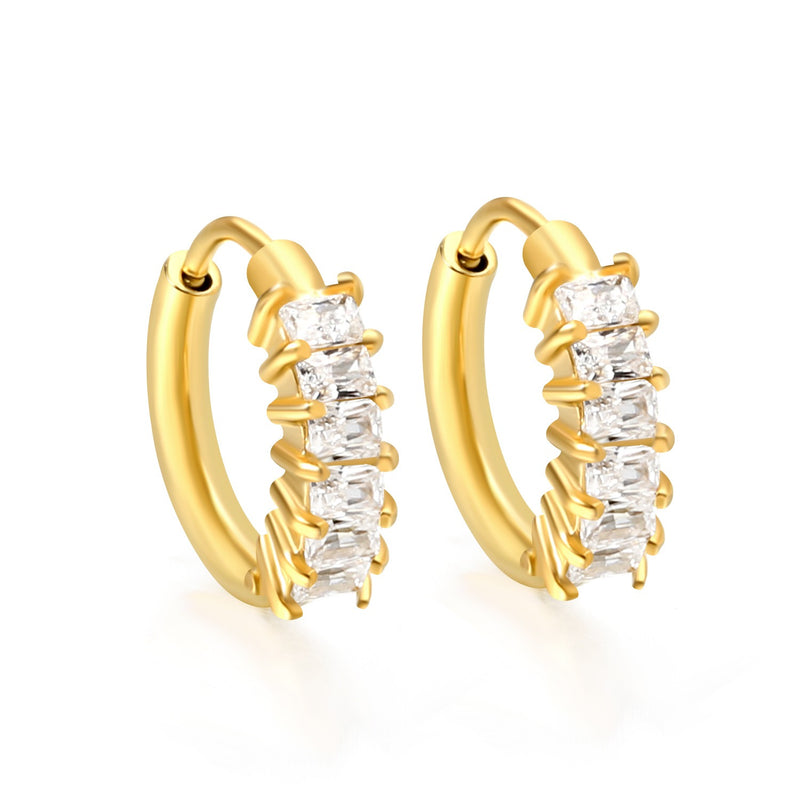 Gold diamonte ring hoop earrings