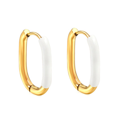 White Gold 18k pvd Hoop Earrings